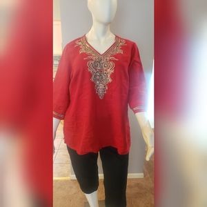 Beautifully Adorned Linen Shirt